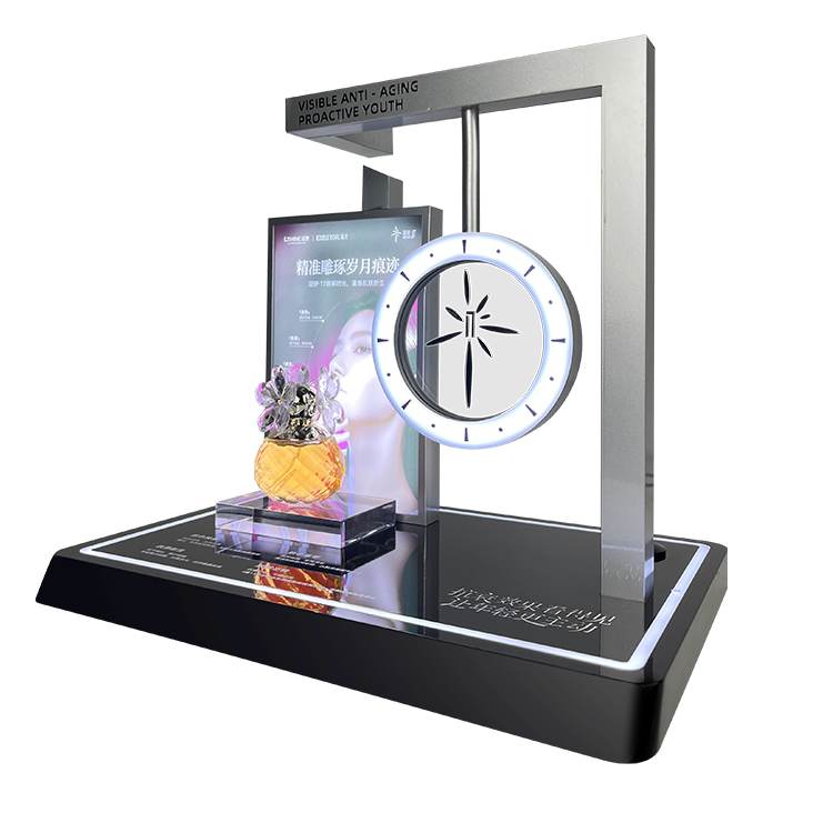 Custom Free Design Luxury Makeup Display Rack Small Cosmetic Display Holder with Illuminated Base Perfume Exhibition Rack