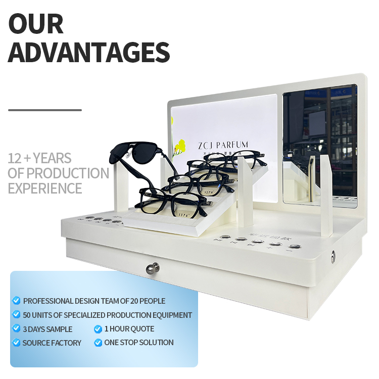 Custom High Quality Glasses Display Acrylic Stepped Optical Glasses Display Stand Desktop Eyewear Display Rack with Lcd Screen - Image 2