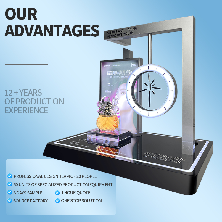 Custom Free Design Luxury Makeup Display Rack Small Cosmetic Display Holder with Illuminated Base Perfume Exhibition Rack - Image 2