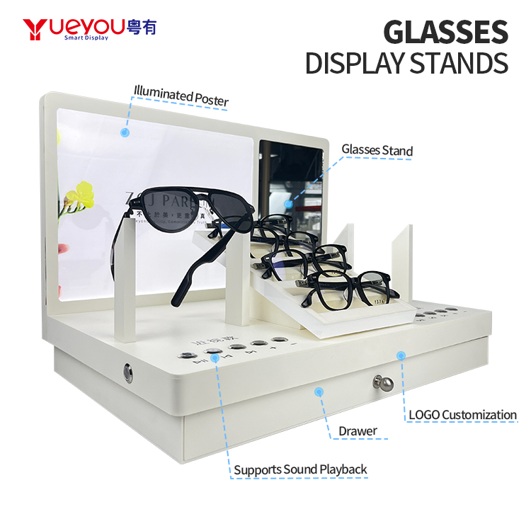 Custom High Quality Glasses Display Acrylic Stepped Optical Glasses Display Stand Desktop Eyewear Display Rack with Lcd Screen - Image 3