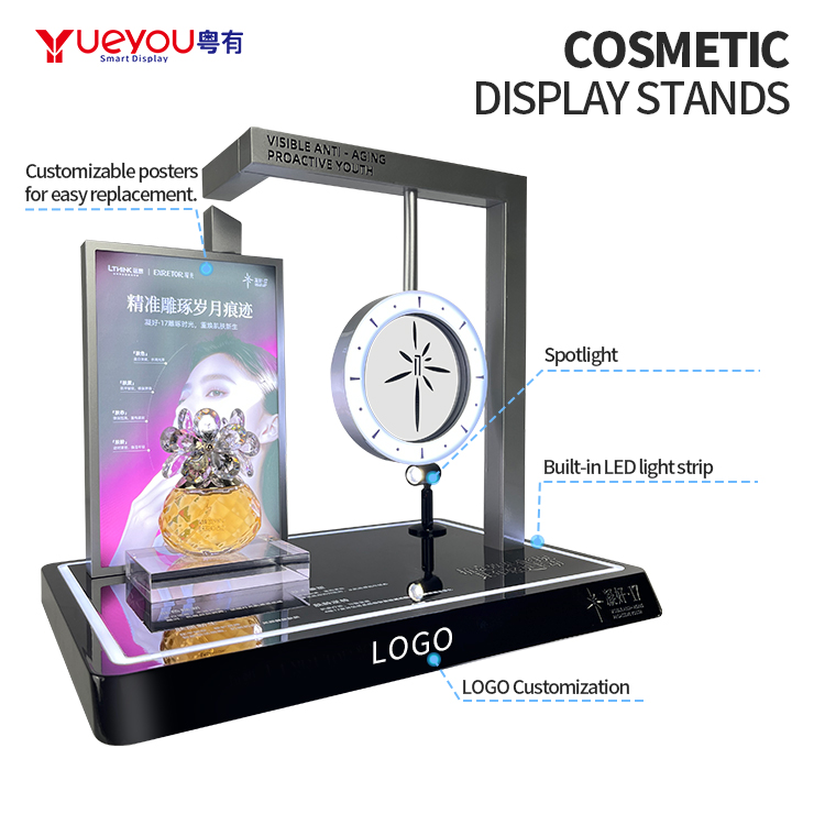 Custom Free Design Luxury Makeup Display Rack Small Cosmetic Display Holder with Illuminated Base Perfume Exhibition Rack - Image 3