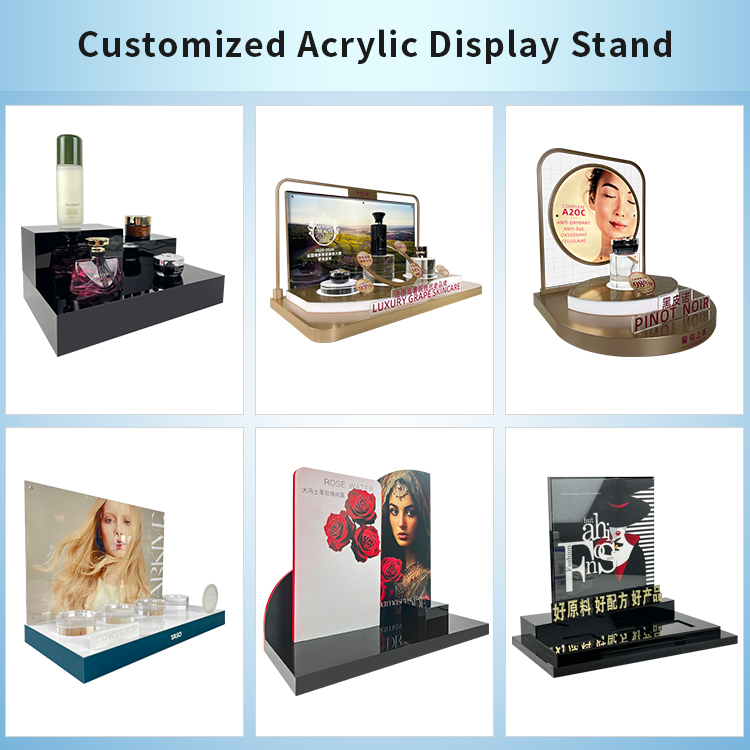 Custom Free Design Luxury Makeup Display Rack Small Cosmetic Display Holder with Illuminated Base Perfume Exhibition Rack - Image 4