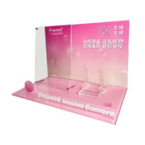 Custom Pink Camera Display Rack Durable Digital Product Display Stand with Transparent Bracket for Retail Store Camera Display