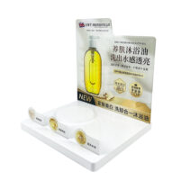 HD Printing Customized Skincare Product Display Rack Fashion Makeup Display Tabletop Cosmetics Display Rack with a Recess