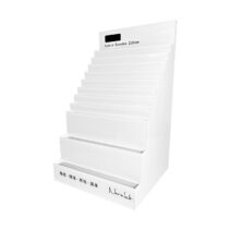 Multi Tier White Acrylic Cosmetic Display Rack Floor Beauty Product Arrangement Display Custom Skin Care Product Display Rack